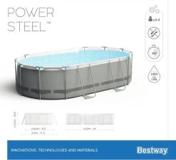 Bestway Power Steel Oval Zwembad - 427 X 250 X 100 Cm - Met Filterpomp En Accessoires -Professionele winkel voor buitensportartikelen 900 989 56620 01 power steel
