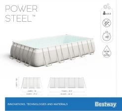 Bestway Power Steel Rectangular Zwembad - 956 X 488 X 132 Cm - Met Zandfilterpomp En Accessoires -Professionele winkel voor buitensportartikelen bestway power steel rectangular zwembad 956 x 488 x 132 cm set 16