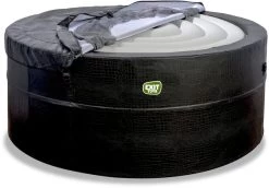 EXIT TOYS EXIT Leather Premium Opbouw Spa - 4-6 Persoons -Professionele winkel voor buitensportartikelen exit leather premium 6 opblaasbare spa cover half open