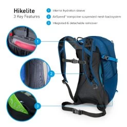 Osprey Hikelite Wandelrugzak - 18 Liter - Zilver -Professionele winkel voor buitensportartikelen osprey hikelite 18